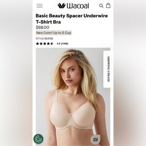 NWT Basic Beauty Spacer Underwire T- shirt Bra 34D